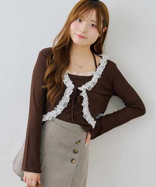 Another Branch olive des olive(アナザーブランチオリーブデオリーブ)の「レース付きキャミソールボレロset(Tシャツ/カットソー・レディース・ブラック/ブラウン/アイボリー・FREE)」の15枚目の写真