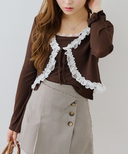 Another Branch olive des olive(アナザーブランチオリーブデオリーブ)の「レース付きキャミソールボレロset(Tシャツ/カットソー・レディース・ブラック/ブラウン/アイボリー・FREE)」の16枚目の写真