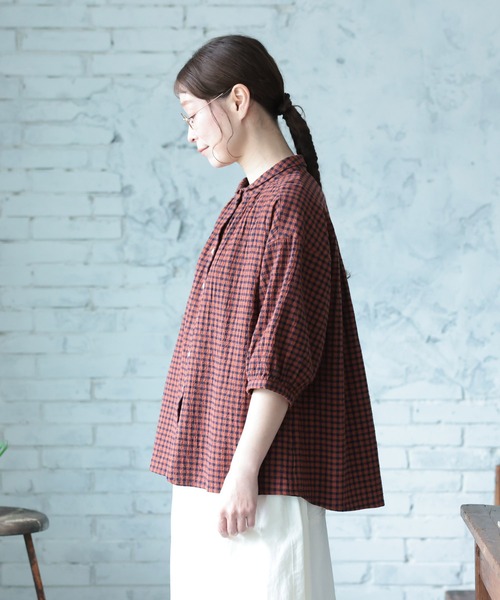 soulberry(ソウルベリー)の「あんずなチェックのブラウス(シャツ/ブラウス・レディース・オレンジ系・5L/4L/3L/LL/L/M)」の19枚目の写真