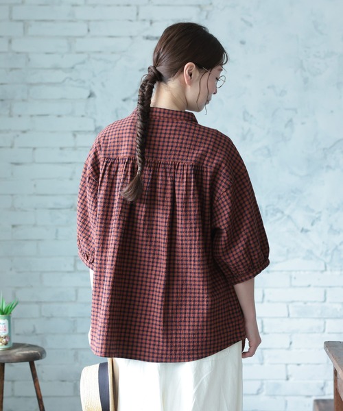 soulberry(ソウルベリー)の「あんずなチェックのブラウス(シャツ/ブラウス・レディース・オレンジ系・5L/4L/3L/LL/L/M)」の20枚目の写真