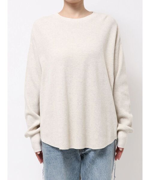 Ungrid(アングリッド)の「ルーズシルエットワッフルロングスリーブTee(Tシャツ/カットソー・レディース・ライトグレー/チャコールグレー/ブラウン/レッド・FREE)」の8枚目の写真