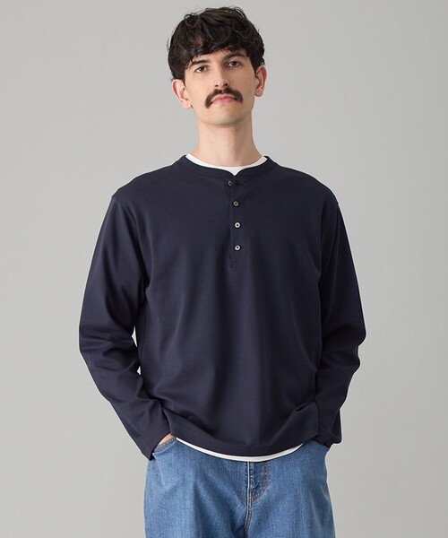 UNFILO(アンフィーロ)の「3シーズンスウェット ヘンリーネックTEE(スウェット・メンズ・ライトグレー系/ネイビー系/ブラック系・SMALL/X-LARGE/MEDIUM/LARGE)」の3枚目の写真