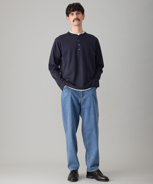 UNFILO(アンフィーロ)の「3シーズンスウェット ヘンリーネックTEE(スウェット・メンズ・ライトグレー系/ネイビー系/ブラック系・SMALL/X-LARGE/MEDIUM/LARGE)」の8枚目の写真