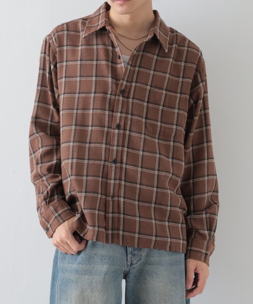 FUNALIVE(ファンアライブ)の「GLOVEHOUSE TC オンブレネルチェック クロップドシャツ 長袖(シャツ/ブラウス・メンズ・ブラック系2/ホワイト/ダークグリーン/ブラック系1/グリーン/サックスブルー/ベージュ系2/ベージュ系1/ブラウン系2/ブラウン系1・M/LL/L)」の5枚目の写真