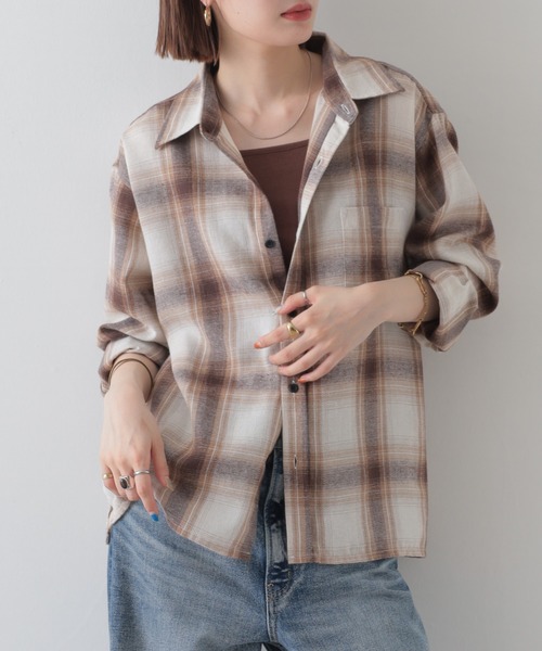 FUNALIVE(ファンアライブ)の「GLOVEHOUSE TC オンブレネルチェック クロップドシャツ 長袖(シャツ/ブラウス・メンズ・ブラック系2/ホワイト/ダークグリーン/ブラック系1/グリーン/サックスブルー/ベージュ系2/ベージュ系1/ブラウン系2/ブラウン系1・M/LL/L)」の20枚目の写真