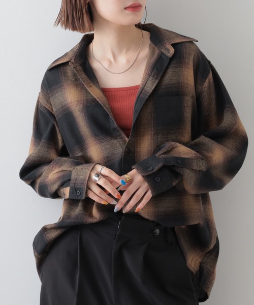 FUNALIVE(ファンアライブ)の「GLOVEHOUSE TC オンブレネルチェック クロップドシャツ 長袖(シャツ/ブラウス・メンズ・ブラック系2/ホワイト/ダークグリーン/ブラック系1/グリーン/サックスブルー/ベージュ系2/ベージュ系1/ブラウン系2/ブラウン系1・M/LL/L)」の14枚目の写真