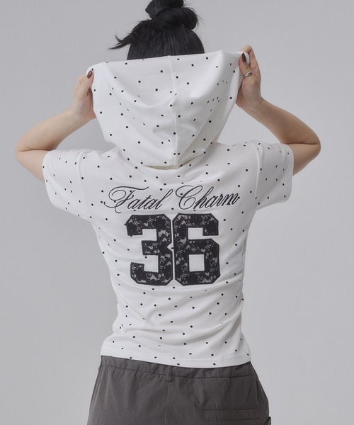 ENVYM(アンビー)の「レースナンバリング フーディー Tシャツ 【ドット】(Tシャツ/カットソー・レディース・ブラック/ホワイト/ブルー・FREE)」の21枚目の写真