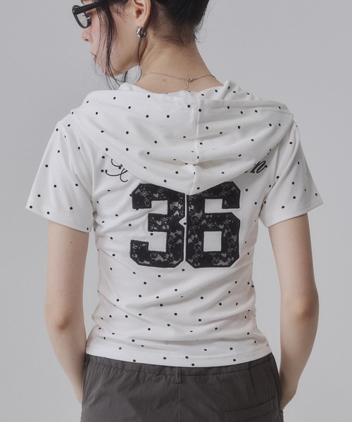 ENVYM(アンビー)の「レースナンバリング フーディー Tシャツ 【ドット】(Tシャツ/カットソー・レディース・ブラック/ホワイト/ブルー・FREE)」の20枚目の写真