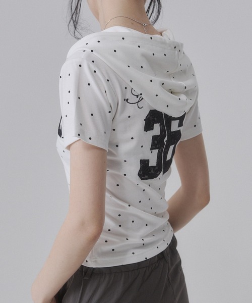 ENVYM(アンビー)の「レースナンバリング フーディー Tシャツ 【ドット】(Tシャツ/カットソー・レディース・ブラック/ホワイト/ブルー・FREE)」の22枚目の写真