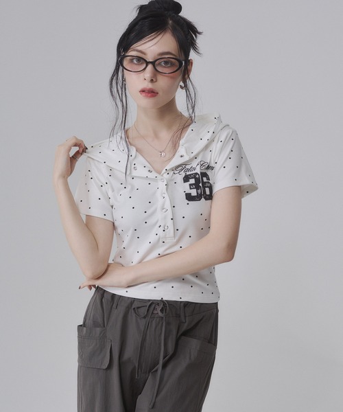 ENVYM(アンビー)の「レースナンバリング フーディー Tシャツ 【ドット】(Tシャツ/カットソー・レディース・ブラック/ホワイト/ブルー・FREE)」の19枚目の写真