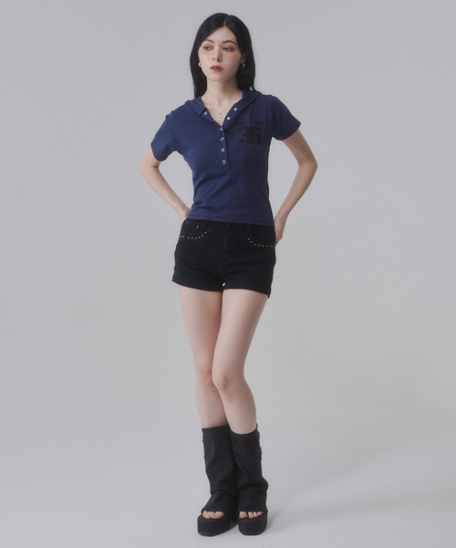 ENVYM(アンビー)の「レースナンバリング フーディー Tシャツ 【ドット】(Tシャツ/カットソー・レディース・ブラック/ホワイト/ブルー・FREE)」の8枚目の写真
