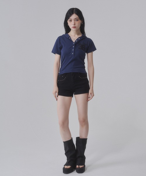 ENVYM(アンビー)の「レースナンバリング フーディー Tシャツ 【ドット】(Tシャツ/カットソー・レディース・ブラック/ホワイト/ブルー・FREE)」の9枚目の写真