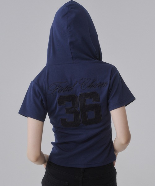 ENVYM(アンビー)の「レースナンバリング フーディー Tシャツ 【ドット】(Tシャツ/カットソー・レディース・ブラック/ホワイト/ブルー・FREE)」の6枚目の写真