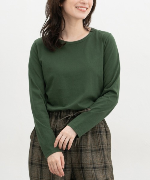 Honeys(ハニーズ)の「オーガニッククルーT(Tシャツ/カットソー・レディース・ブラウン/マスタード/グリーン/ブルー/ボルドー/ピンク系その他2・LL/L/M/S)」の3枚目の写真