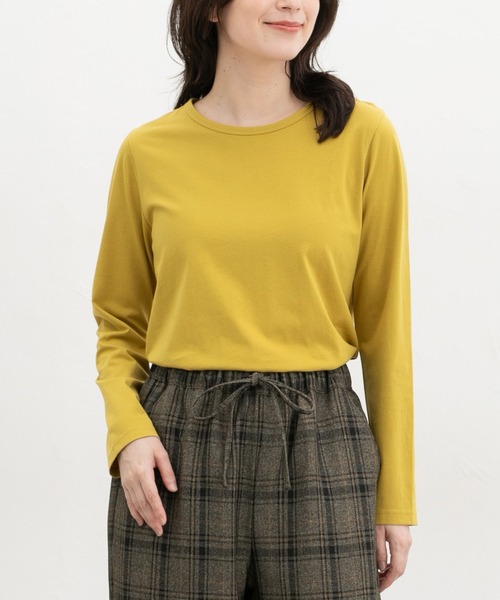 Honeys(ハニーズ)の「オーガニッククルーT(Tシャツ/カットソー・レディース・ブラウン/マスタード/グリーン/ブルー/ボルドー/ピンク系その他2・LL/L/M/S)」の1枚目の写真
