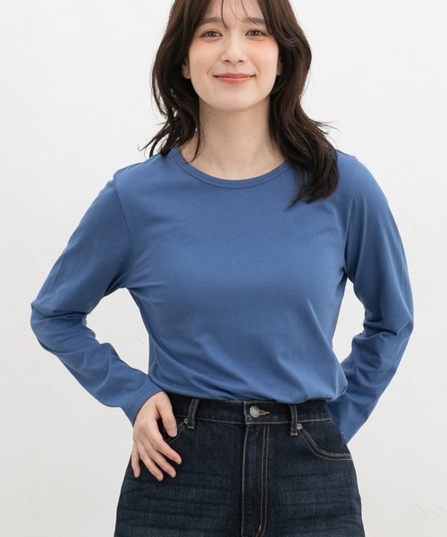 Honeys(ハニーズ)の「オーガニッククルーT(Tシャツ/カットソー・レディース・ブラウン/マスタード/グリーン/ブルー/ボルドー/ピンク系その他2・LL/L/M/S)」の11枚目の写真