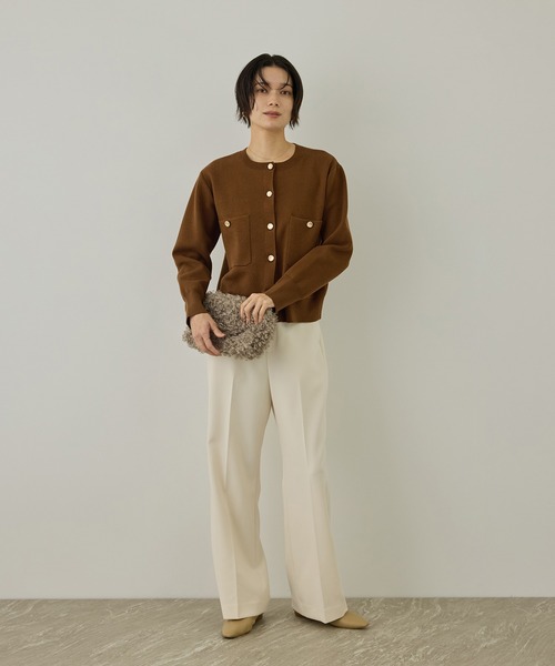 SALON adam et rope'(サロン アダム エ ロペ)の「【WEB限定】スウェットライクメタルボタンカーディガン(カーディガン/ボレロ・レディース・ブラック/オフホワイト/キャメル・FREE)」の8枚目の写真