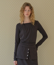 HALTER-NECK LAYERED T-SHIRT_CHARCOAL