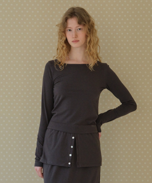 TTUDEMENT（トュードメント）の「HALTER-NECK LAYERED T-SHIRT_CHARCOAL（Tシャツ/カットソー・レディース・その他・FREE）」の2枚目の写真