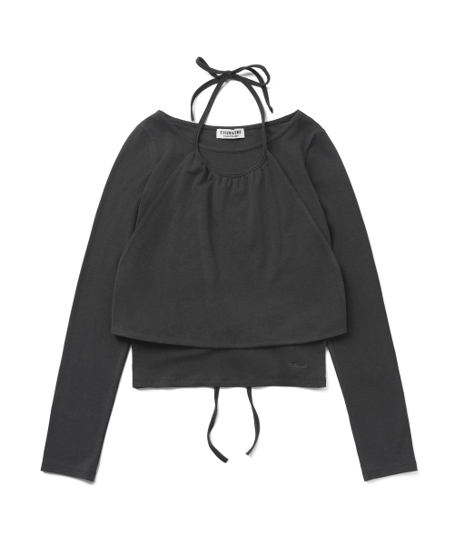 TTUDEMENT（トュードメント）の「HALTER-NECK LAYERED T-SHIRT_CHARCOAL（Tシャツ/カットソー・レディース・その他・FREE）」の4枚目の写真
