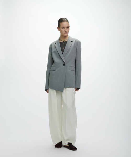 CITY TOKYO（シティトウキョウ）の「【CITY TOKYO/シティートウキョウ】Hem Tailored Jacket/ヘムテーラードウールジャケット（テーラードジャケット・レディース・ライトグレー/ベージュ/ダークグレー・1/2）」の12枚目の写真