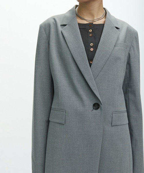 CITY TOKYO（シティトウキョウ）の「【CITY TOKYO/シティートウキョウ】Hem Tailored Jacket/ヘムテーラードウールジャケット（テーラードジャケット・レディース・ライトグレー/ベージュ/ダークグレー・1/2）」の19枚目の写真