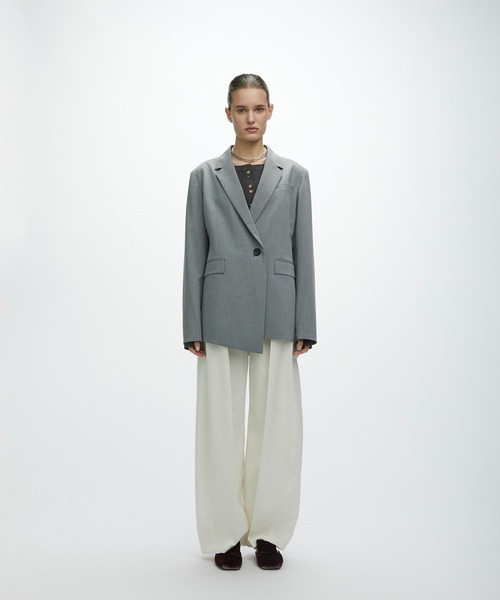 CITY TOKYO（シティトウキョウ）の「【CITY TOKYO/シティートウキョウ】Hem Tailored Jacket/ヘムテーラードウールジャケット（テーラードジャケット・レディース・ライトグレー/ベージュ/ダークグレー・1/2）」の16枚目の写真