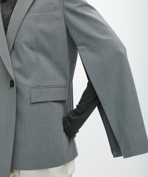 CITY TOKYO（シティトウキョウ）の「【CITY TOKYO/シティートウキョウ】Hem Tailored Jacket/ヘムテーラードウールジャケット（テーラードジャケット・レディース・ライトグレー/ベージュ/ダークグレー・1/2）」の22枚目の写真