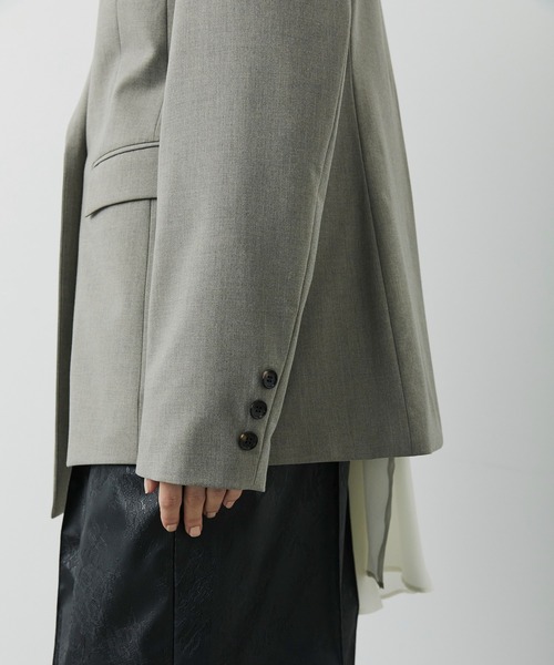 CITY TOKYO（シティトウキョウ）の「【CITY TOKYO/シティートウキョウ】Hem Tailored Jacket/ヘムテーラードウールジャケット（テーラードジャケット・レディース・ライトグレー/ベージュ/ダークグレー・1/2）」の8枚目の写真