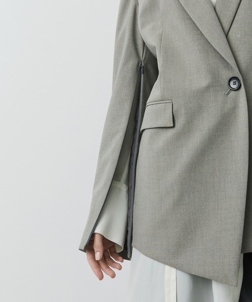 CITY TOKYO（シティトウキョウ）の「【CITY TOKYO/シティートウキョウ】Hem Tailored Jacket/ヘムテーラードウールジャケット（テーラードジャケット・レディース・ライトグレー/ベージュ/ダークグレー・1/2）」の10枚目の写真