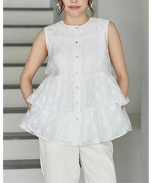 FLOWER SHEER TRIPLE FRILL TOPS(フラワーシアートリプルフリルトップス)