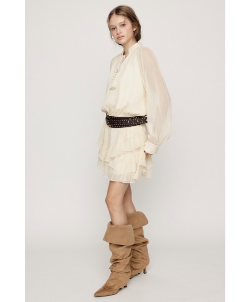 SLY(スライ)の「STAND TASSEL FRILL S/OP スタンドタッセルフリルショートワンピース 秋服 冬服(ワンピース・レディース・ブラック/アイボリー・1/2)」の9枚目の写真