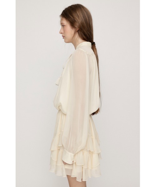 SLY(スライ)の「STAND TASSEL FRILL S/OP スタンドタッセルフリルショートワンピース 秋服 冬服(ワンピース・レディース・ブラック/アイボリー・1/2)」の12枚目の写真