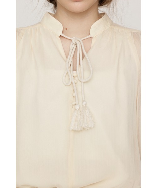 SLY(スライ)の「STAND TASSEL FRILL S/OP スタンドタッセルフリルショートワンピース 秋服 冬服(ワンピース・レディース・ブラック/アイボリー・1/2)」の14枚目の写真
