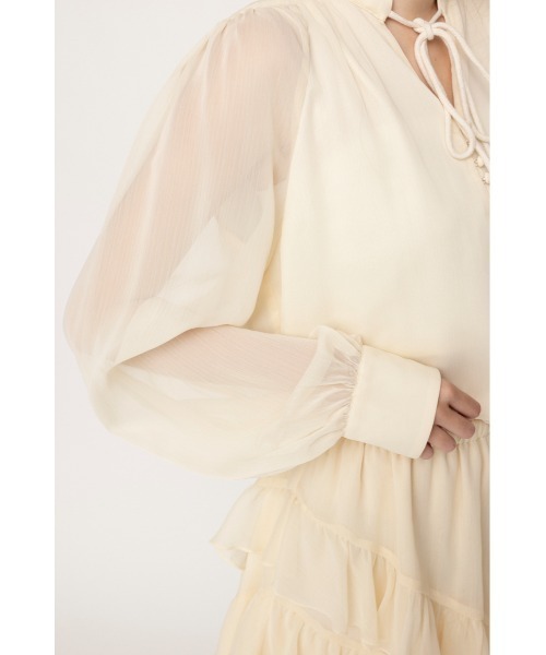 SLY(スライ)の「STAND TASSEL FRILL S/OP スタンドタッセルフリルショートワンピース 秋服 冬服(ワンピース・レディース・ブラック/アイボリー・1/2)」の16枚目の写真