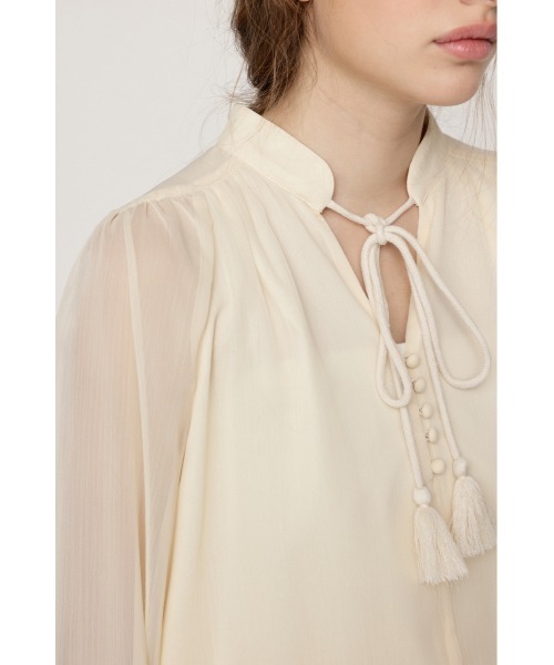 SLY(スライ)の「STAND TASSEL FRILL S/OP スタンドタッセルフリルショートワンピース 秋服 冬服(ワンピース・レディース・ブラック/アイボリー・1/2)」の17枚目の写真