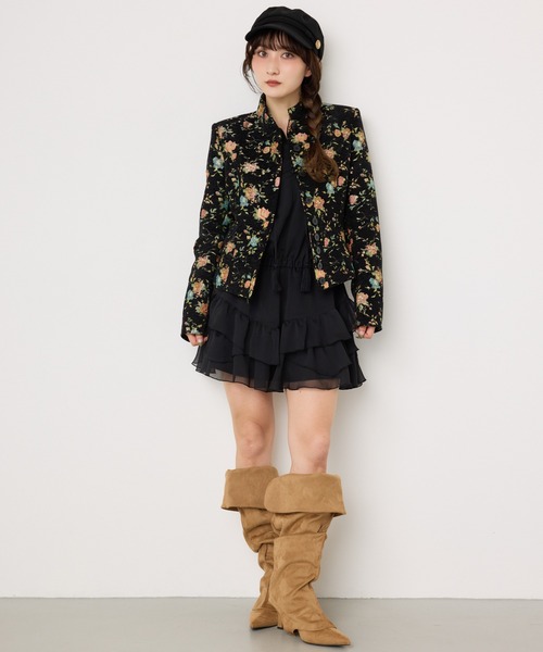 SLY(スライ)の「STAND TASSEL FRILL S/OP スタンドタッセルフリルショートワンピース 秋服 冬服(ワンピース・レディース・ブラック/アイボリー・1/2)」の18枚目の写真