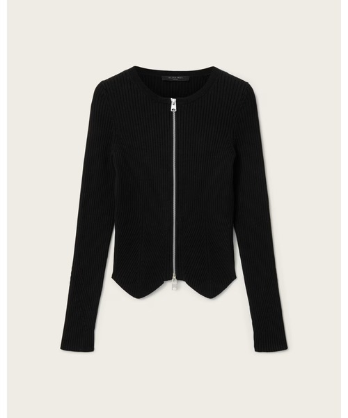 ALLSAINTS(オールセインツ)の「CRUZ DUAL ZIP RIBBED CARDIGAN | CRUZ DUAL ジップ リブ カーディガン(カーディガン/ボレロ・レディース・ブラック・XS/S/M)」の7枚目の写真
