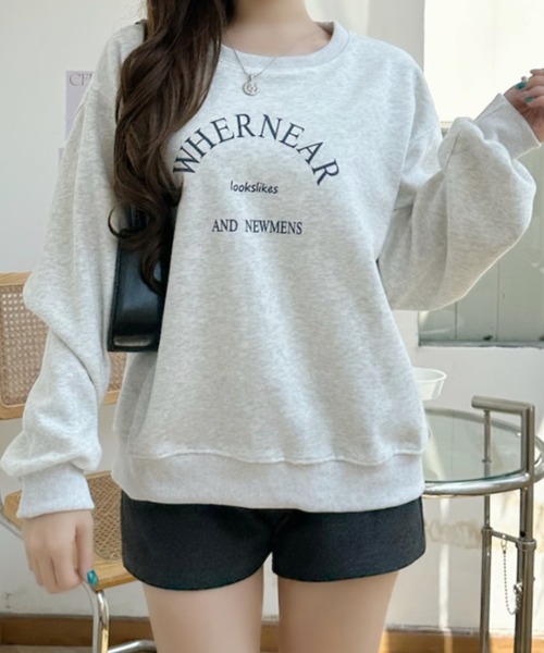 Ada.(エイダ)の「フロント英字プリント クルーネックトレーナー(スウェット・レディース・ネイビー/ライトグレー/グレー・FREE)」の14枚目の写真