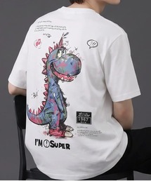 ダイナソー キャラクター アートグラフィック バックプリント 半袖Tシャツ