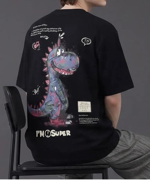 revertical(リバーティカル)の「ダイナソー キャラクター アートグラフィック バックプリント 半袖Tシャツ(Tシャツ/カットソー・メンズ・ホワイト/ブラック・LARGE/MEDIUM)」の2枚目の写真
