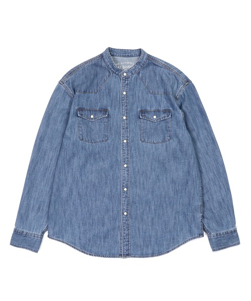 The DUFFER of ST.GEORGE（ザダファーオブセントジョージ）の「[INDIGO LABEL] 7.25oz DENIM BAND COLLAR WESTERN SHIRT：バンドカラー ウエスタンデニムシャツ / 7.25オンス / ビンテージ加工（シャツ/ブラウス・メンズ・インディゴブルー・SMALL/X-LARGE/LARGE/MEDIUM）」の6枚目の写真