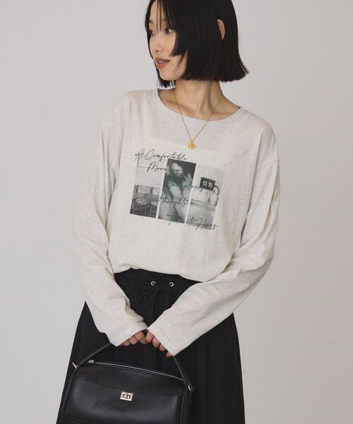 AMERICAN HOLIC(アメリカンホリック)の「シアープリントロンT(Tシャツ/カットソー・レディース・ネイビー/オフホワイト/ホワイト系その他・FREE)」の6枚目の写真