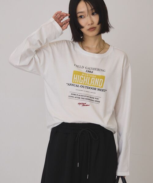 AMERICAN HOLIC(アメリカンホリック)の「シアープリントロンT(Tシャツ/カットソー・レディース・ネイビー/オフホワイト/ホワイト系その他・FREE)」の11枚目の写真