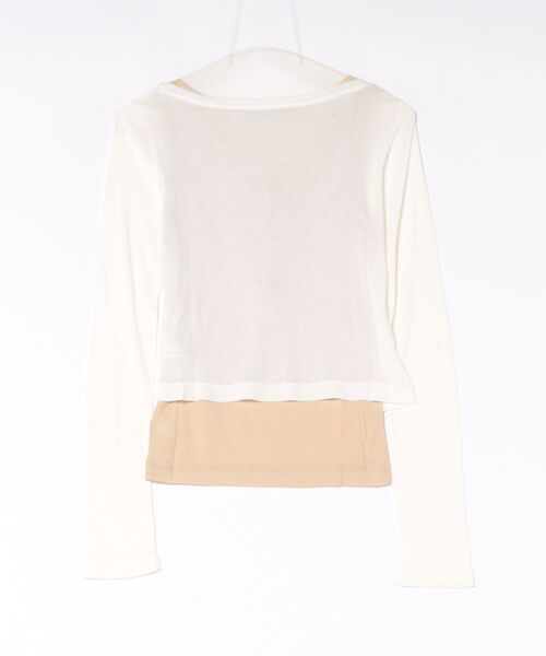 CLANE(クラネ)の「CLANE/クラネ/CURVED NECK LAYERED SET(Tシャツ/カットソー・レディース・ピンク/ホワイト/ブラック・1)」の4枚目の写真