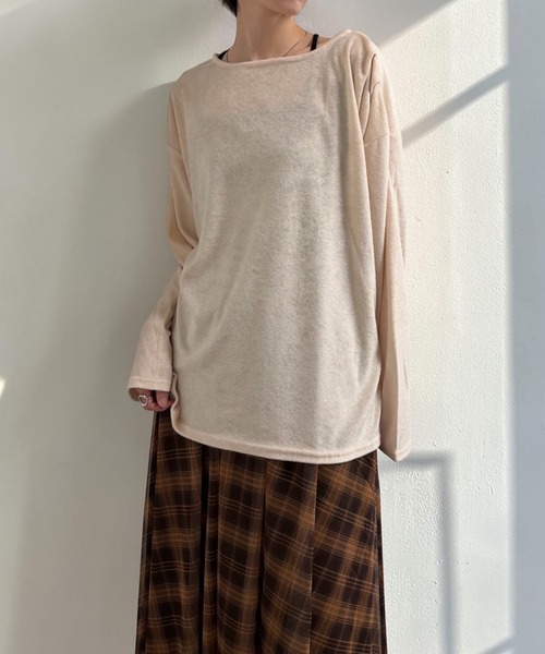 THE SOIS（ソア）の「パイルロングスリーブTシャツ（Tシャツ/カットソー・レディース・ブラウン/チャコール/キナリ・FREE）」の2枚目の写真