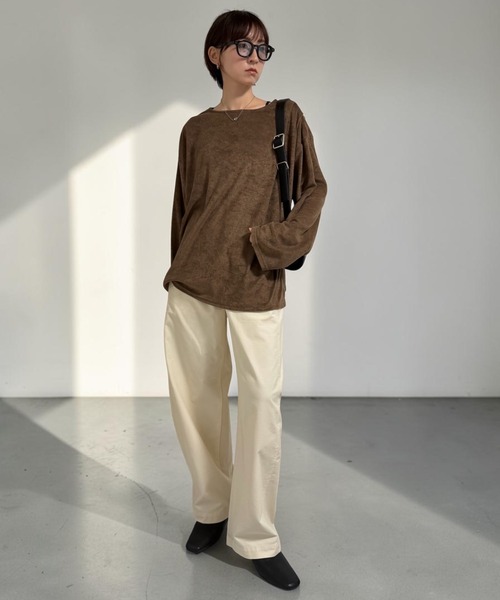 THE SOIS（ソア）の「パイルロングスリーブTシャツ（Tシャツ/カットソー・レディース・ブラウン/チャコール/キナリ・FREE）」の21枚目の写真