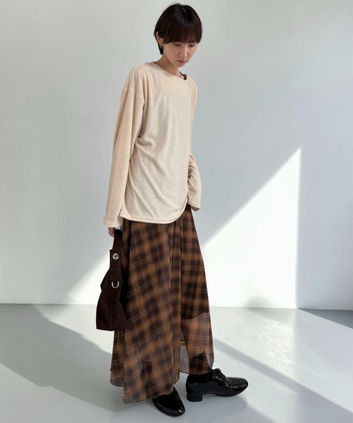 THE SOIS（ソア）の「パイルロングスリーブTシャツ（Tシャツ/カットソー・レディース・ブラウン/チャコール/キナリ・FREE）」の19枚目の写真