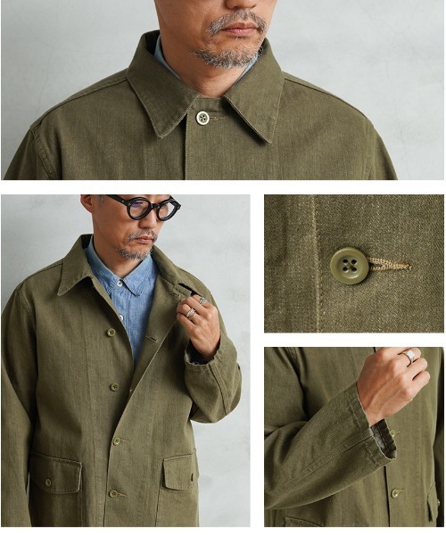 WAIPER.inc(ワイパーインク)の「WAIPER.inc 米軍 ヴィンテージ グリーンデニム M-41 カバーオールジャケット バイオウォッシュ MADE OF “KAIHARA DENIM”【WP1158】(カバーオール・メンズ・グリーン・S/XXL/XL/L/M)」の7枚目の写真