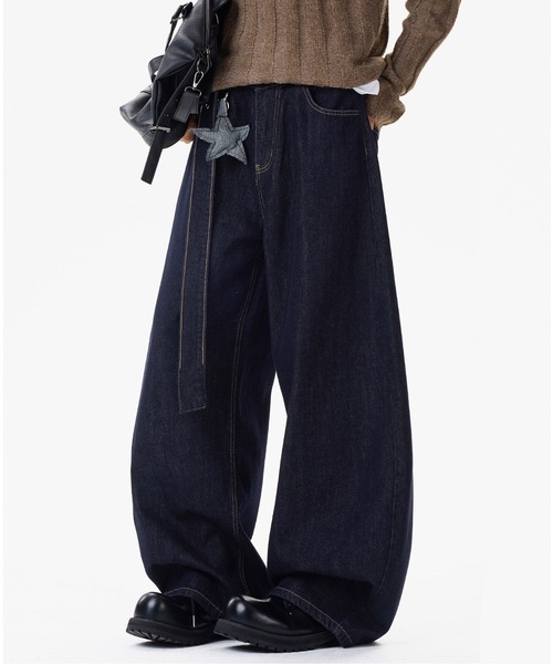 HOOK(フック)の「HOOK スターチャーム付きワイドカーブデニムパンツ(デニムパンツ・メンズ・ネイビー・S/M/L)」の9枚目の写真